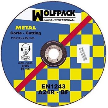 WOLFPACK 9010220 Disco Corte Abrasivo Metal 115x3,2x22 mm.