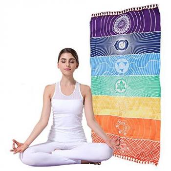 enipate pared Hanging india multicolor tapiz Mandala Bohemia manta para el chakra del algodón manta para esterilla de yoga toalla de baño colgante de pared decoración para el hogar toalla de playa chal para colgar cama 150 * 75 cm/59 * Diseño de re