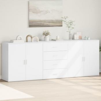 Aparador 3 PC blanco madera multicapa con contrachapado