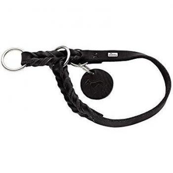 Collar de cuero HUNTER Solid Education para perros, suave y grippy, tamaño 50 cm, color negro