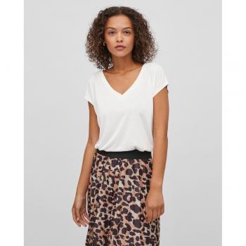 Vila Camiseta De Manga Corta Con Cuello De Pico Modal