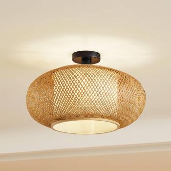 Lámpara de Techo Lindby Romaine, Bambú Natural/Blanco, Ø 50 cm