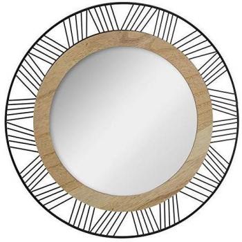 ATMOSPHERA CREATEUR D'INTERIEUR - Espejo Redondo de Madera y Metal Joe D45 cm