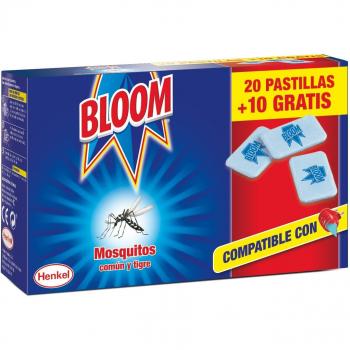 Bloom Eléctrico Pastillas Anti-Mosquitos Común y Tigre, Recambio 30 Unidades