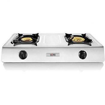 Haeger Safine Plus Cocina de Gas Portátil, 2 Quemadores, Acero Inoxidable, Doble Quemador en Bronce de 110mm y 90mm con Llama Whirlwind, Enc