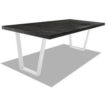 Mesa de comedor Frankystar de madera y metal con patas trapezoidales blancas - 160x90 cm