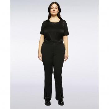 Pantalón de vestir de mujer liso con aberturas en el bajo