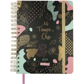 Finocam Agenda Talkual 2024 1 Día por Página Oro Espiral Multicolor 155x217mm