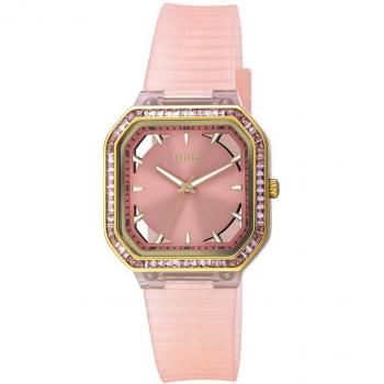 Tous - Reloj de mujer analógico Gleam Fresh de acero IPRG rosa con zirconitas, silicona rosa y policarbonato, resistencia al agua 3 ATM