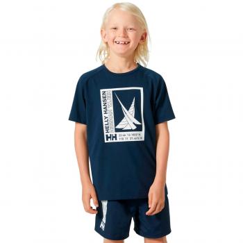 Helly Hansen - Camiseta Azul Marino para Niño - Port Azul 16A - Camiseta de manga corta, tejido suave y transpirable, diseño clásico con logo de Helly Hansen en el pecho, ideal para actividades al aire libre y