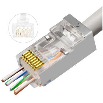 Conector Modular RJ45 EZ Plug 8P8C para Adaptador de Red de Alta Velocidad