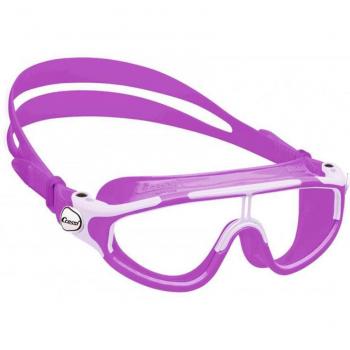 Máscara de Natación Infantil Cressi Baloo Lila y Blanca con Lentes Transparentes