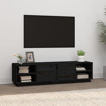 Mueble TV Negro 156x40x40 cm Madera maciza de Pino