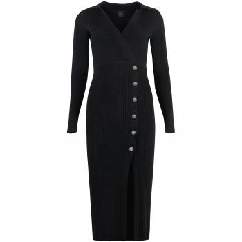 Pinko Women's Limpidezza Ribbed Knit Midi Dress in Black | Size XS