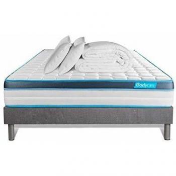 Pack Completo BodyFit - Colchón 140x200 cm, Somier Kit Gris, Edredón 240x220 cm y 2 Almohadas 60x40 cm - Confort Firme, Espesor 24 cm