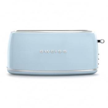 Tostadora Vintage Azul Sweiss GRV6 para Baguettes, 1500 W, 2 Ranuras Extra Anchas, 6 Niveles de Potencia, Descongelación y Fácil Limpieza