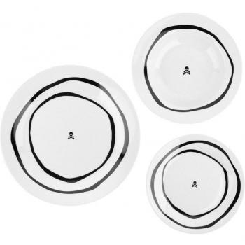 Set de vajilla 12 piezas porcelana blanco y negro Scalpers Home