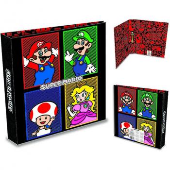Archivador de anillas A4 Super Mario (tamaño A4, 4 colores, dimensiones 31,5 x 25 cm)