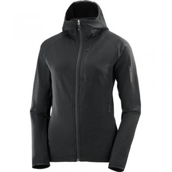 Forro polar con capucha Salomon Essential Lightwarm para mujer, color negro, talla M