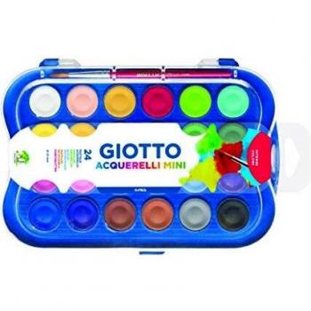 Acuarelas Giotto Mini 23mm Estuche de 24 Colores Surtidos con Pincel