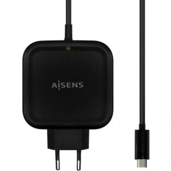 Cargador de Pared Aisens 65W con USB Tipo-C, Power Delivery PD3.0, Quick Charge QC3.0, Cable de 1.2m - Color Negro