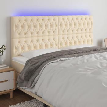 Cabecera LED Crema 200x7x118/128 cm Tela