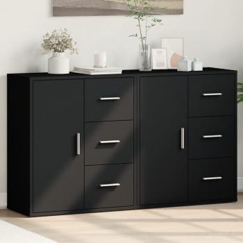 Aparador de madera multicapa negro 2 piezas 60x31x70 cm