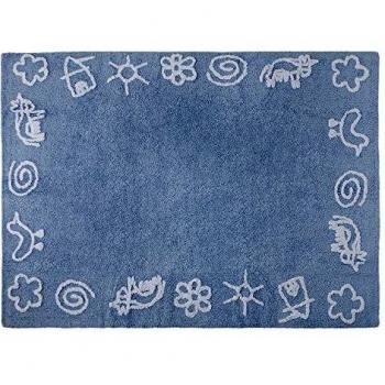 Happy Decor Kids -Alfombra Lavable Farm 100% Algodón Natural -Azul- 160x120 cm