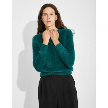 Jersey de mujer efecto pelo con cuello redondo
