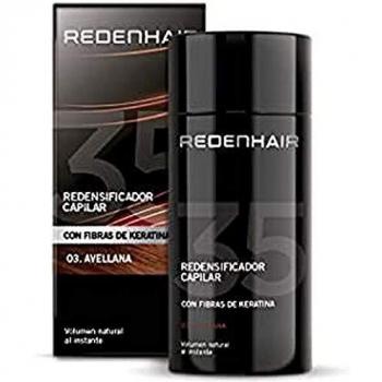 REDENHAIR - Redensificador Capilar - Fibras Capilares - Microfibras Capilares de Queratina - No destiñe - Resistente a Lluvia. Viento y Sudor - Solución Alopecia - Cabello Avellana - 23 gr.