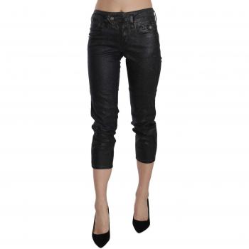 John Galliano Black Washed Mid Waist Slim Leg Cropped Denim Pants - W26