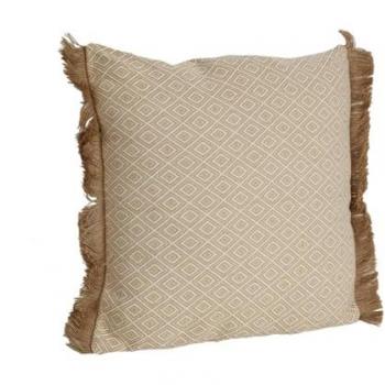 Cojín Romimex Beige con Flecos 45 x 10 x 45 cm