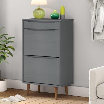 Zapatero MOLDE gris 59,5x35x103 cm madera maciza de pino vidaXL