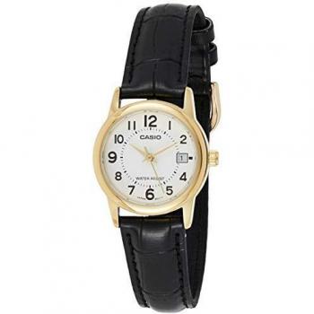 Casio Women's Gold-Tone Analog Watch with Leather Band - LTP-V002GL-7BUDF