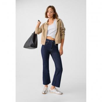 Stradivarius D78 Cropped Flared Jeans Dark Blue Denim