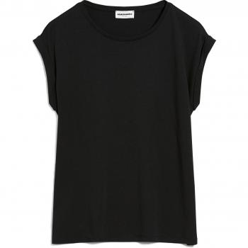 Camiseta de mujer ARMEDANGELS Jilaana - Tencel™ Lyocell, cuello redondo, corte holgado, color negro, talla XS