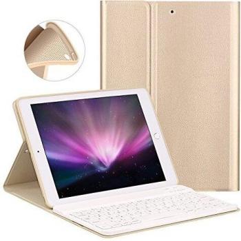 GOOJODOQ Funda de Teclado para iPad 2017/2018 9.7/ iPad Air, Cubierta de Soporte TPU Suave+Teclado