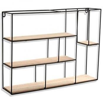 Versa 20930211 Estantería Metal Negro 50 x 11 x 37.5 cm