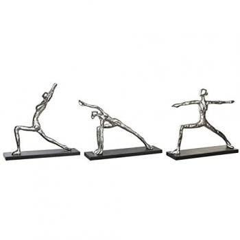 Figura Decorativa DKD Home Decor 33 x 10 x 35 cm Plateado Negro Indio Yoga (3 Unidades)