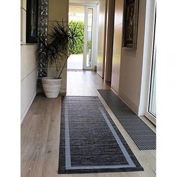 Alfombra de Vinilo Antideslizante Greca Gris 067x200 cm para Interior y Exterior
