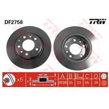 Disco de freno TRW DF2758, frente, ventilado, altamente carbonizado, 1 pieza