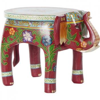Mesita auxiliar mango y acrílico elefante.