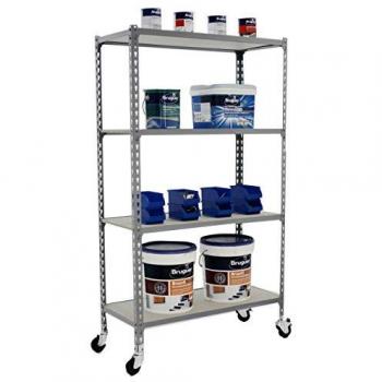 Estantería Móvil MADERCLICK Gris con 4 Baldas de Madera y Ruedas, 1575x900x300 mm, Capacidad de Carga 75 kg