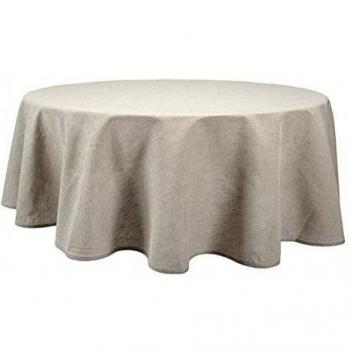 Lino fashion: redondo (ovalado) hemstitched lino/algodón mantel en color gris claro, gris claro, 180cm x 300cm- 71 x 118