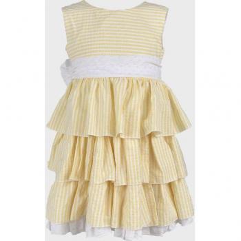 Vestido sin mangas con volantes amarillo de algodón para niña