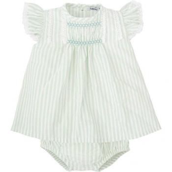 Conjunto de Jesusito de bebé niña a rayas con braguita a juego