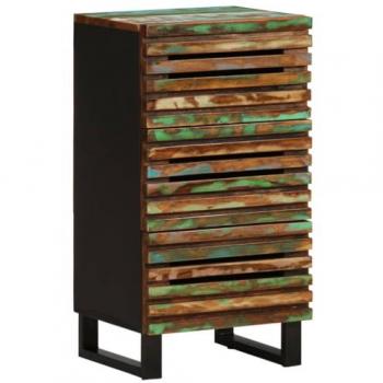 Aparador de madera maciza acacia 40x34x75 cm estilo retro industrial multicolor con marco de acero