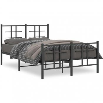 Cama Pata Redonda con Cabecero y Pediera Metal Negro 120x200 cm