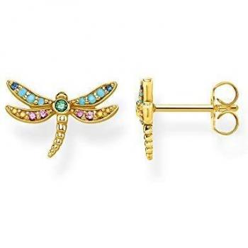 Thomas Sabo - Pendientes de botón de Mujer, Plata de Ley 925, Dorado