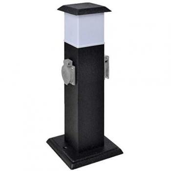 vidaXL Columna con Enchufes y Lámpara Jardín Exterior Negra Tomas de Corriente